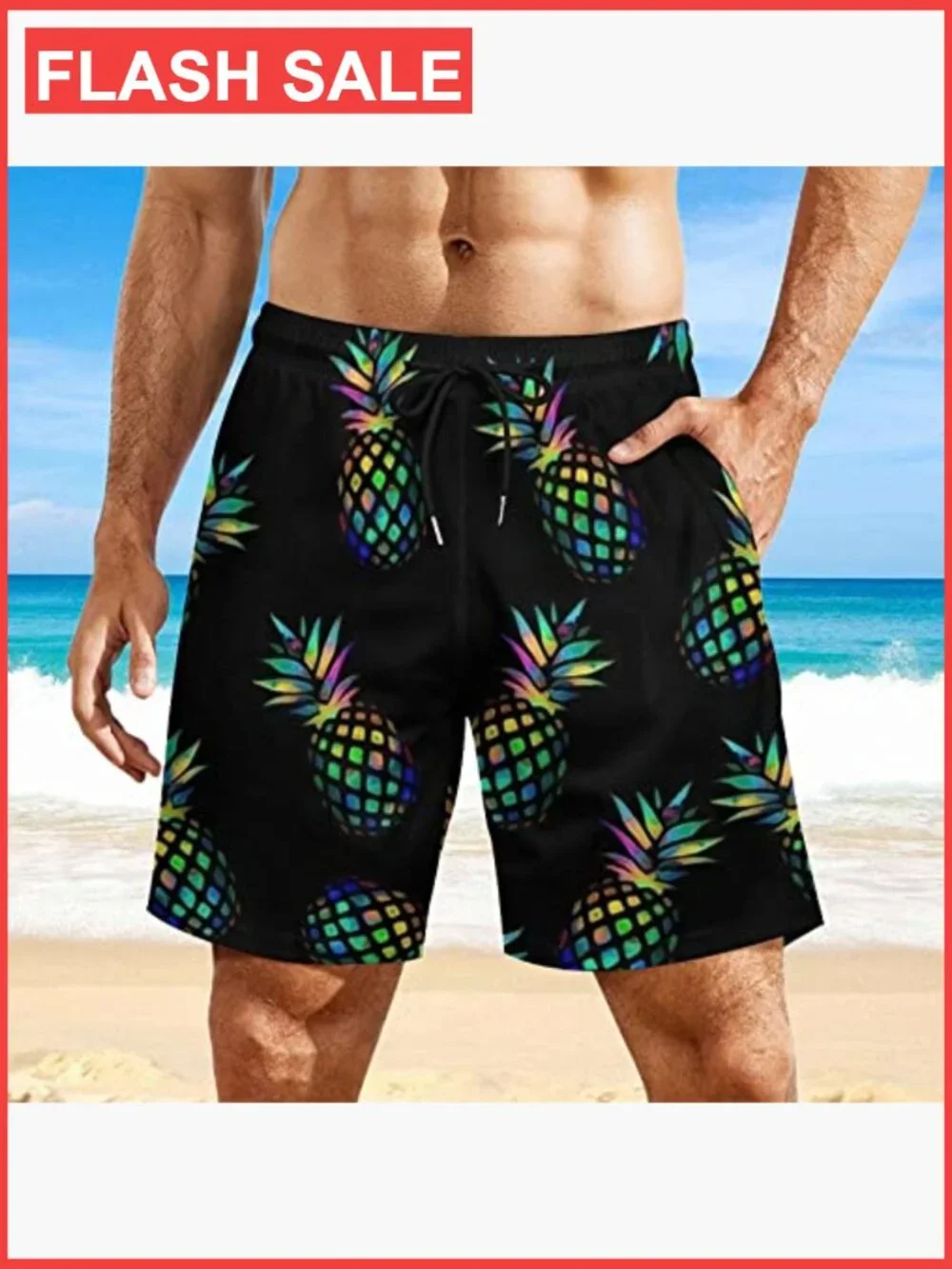 Men's Quick Dry Swim Trunks with Mesh Lining and Pockets